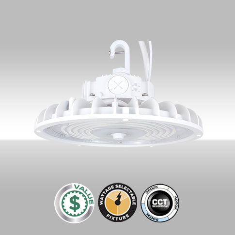 Maxlite LED Round ECO Pendant High Bay Gen 3 120-277V Wattage/CCT Selectable 180W/200W/240W 3500K/4000K/5000K TAA Country White (BPHE3-U180WCSTA)