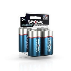 Rayovac High Energy Alkaline Carded D 4-Pack Trayed (ROV-813-4TK)