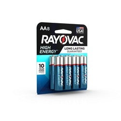 Rayovac High Energy Alkaline Carded AA 8-Pack (ROV-815-8K)