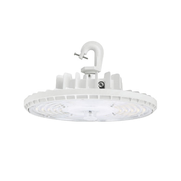 Trace-Lite Round Slim LED High Bay Power/Color Switchable 60W/90W/120W/150W 3000K/4000K/5000K 120-277VAC 0-10V Dimming White Finish (RSHL-150-CP-WH)