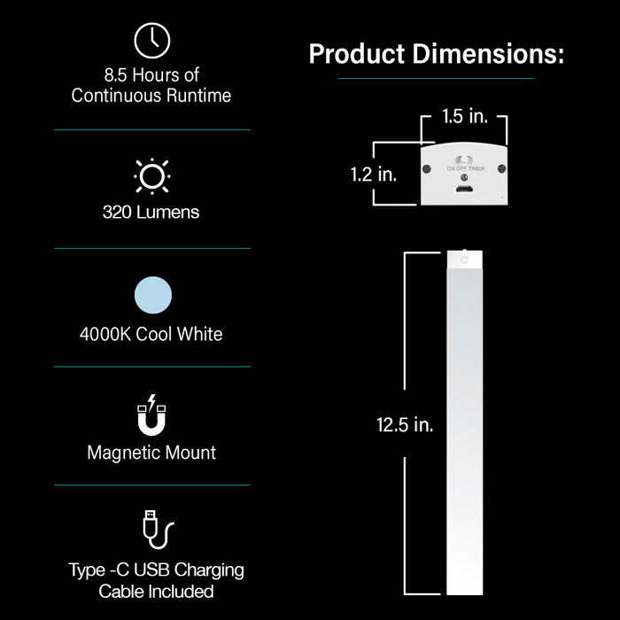 Feit Electric 12.5 In Rechargeable LED Under Cabinet Light 12-Pack (UCL12.5/840/BAT/12)