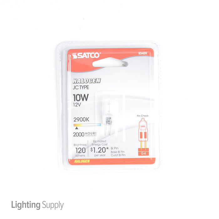 SATCO/NUVO 10T3/CL 10W Halogen T3 Clear 2000 Hours 120Lm Bi-Pin G4 Base 12V 2900K (S3459)