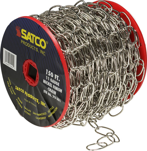 SATCO/NUVO 11 Gauge Chain Nickel Finish 50 Yard 150 Foot To Reel-1 Reel To Master 15 Pounds Maximum (79-201)