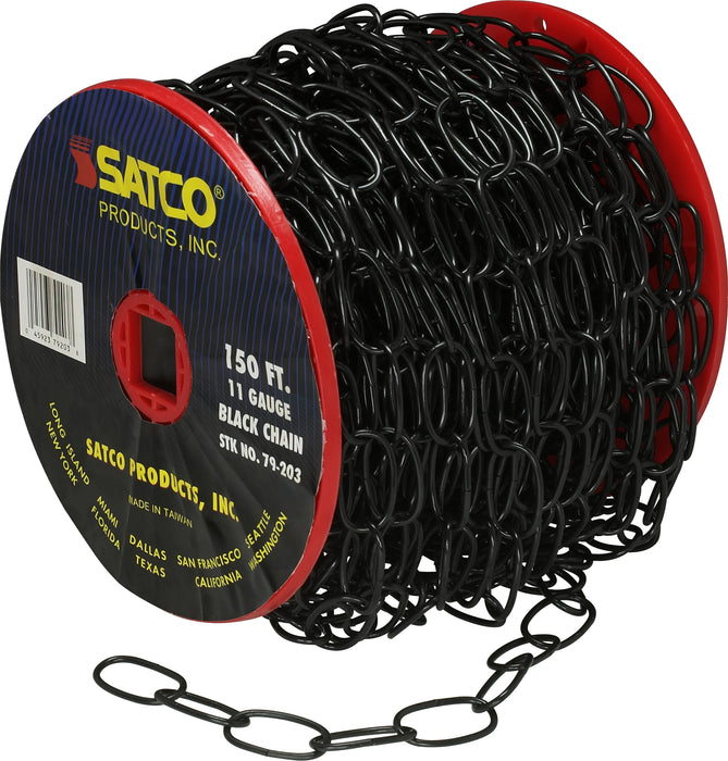 SATCO/NUVO 11 Gauge Chain Black Finish 50 Yard 150 Foot To Reel-1 Reel To Master 15 Pounds Maximum (79-203)
