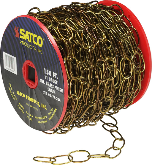 SATCO/NUVO 11 Gauge Chain Antique Brass Finish 50 Yard 150 Foot To Reel-1 Reel To Master 15 Pounds Maximum (79-204)