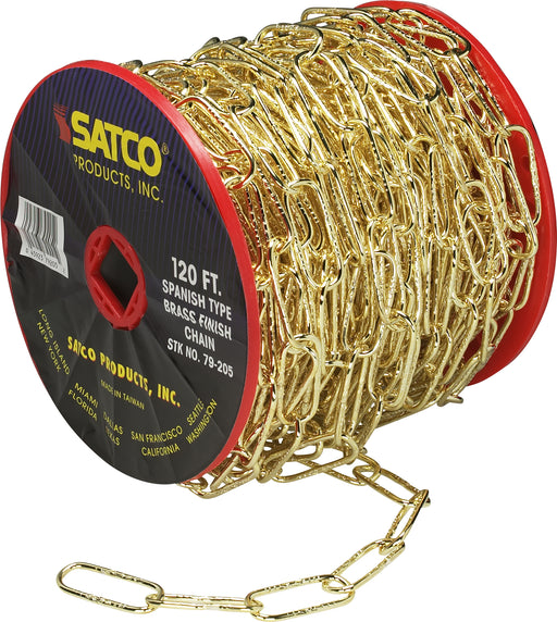 SATCO/NUVO 11 Gauge Chain Spanish Type Brass Finish 50 Yard 150 Foot To Reel-1 Reel To Master 15 Pounds Maximum (79-205)