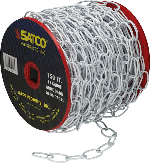 SATCO/NUVO 11 Gauge Chain White Finish 50 Yard 150 Foot To Reel-1 Reel To Master 15 Pounds Maximum (79-233)