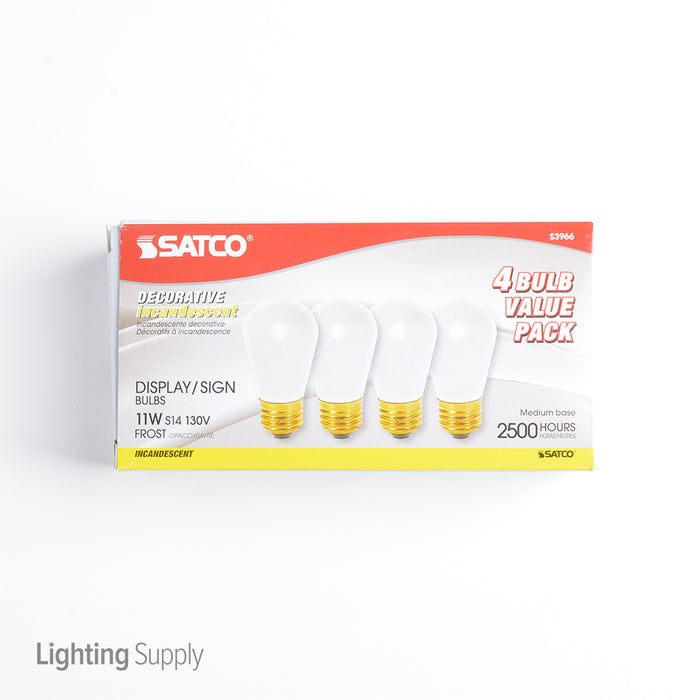 SATCO/NUVO 11S14/F 11W S14 Incandescent Frost 2500 Hours 65Lm Medium Base 130V 2700K (S3966)