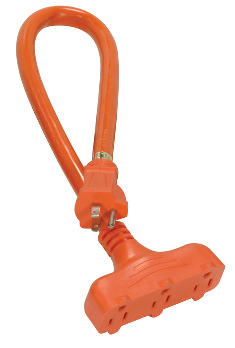 SATCO/NUVO 2 Foot Orange Heavy Duty 3 Outlet Outdoor Extension Cord 12/3 Gauge STW Orange 3 Outlet Cord 15A-125V 1825W (93-5030)