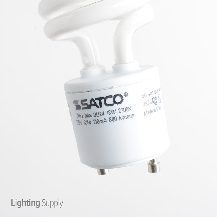 SATCO/NUVO 13GU24/27 13W Miniature Spiral Compact Fluorescent 2700K 82 CRI GU24 Base 120V (S8203)