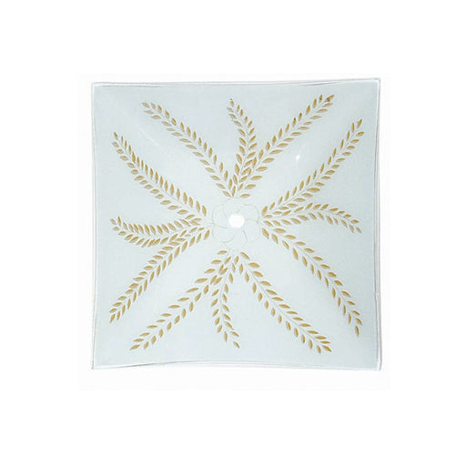 SATCO/NUVO 15 Foot Square Glass Lamp Shade White And Gold Scroll Pattern (50-193)