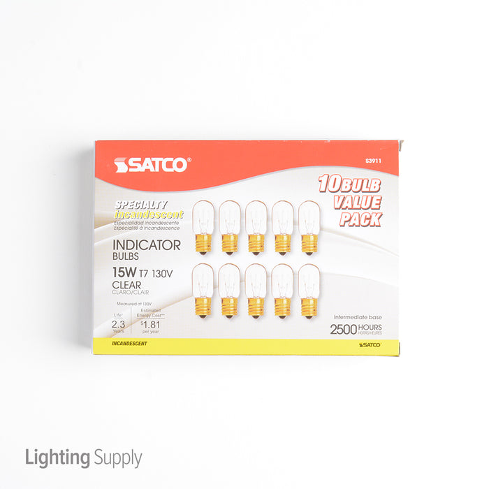 SATCO/NUVO 15T7/N 15W T7 Incandescent Clear 2500 Hours 95Lm Intermediate Base 130V 2700K (S3911)