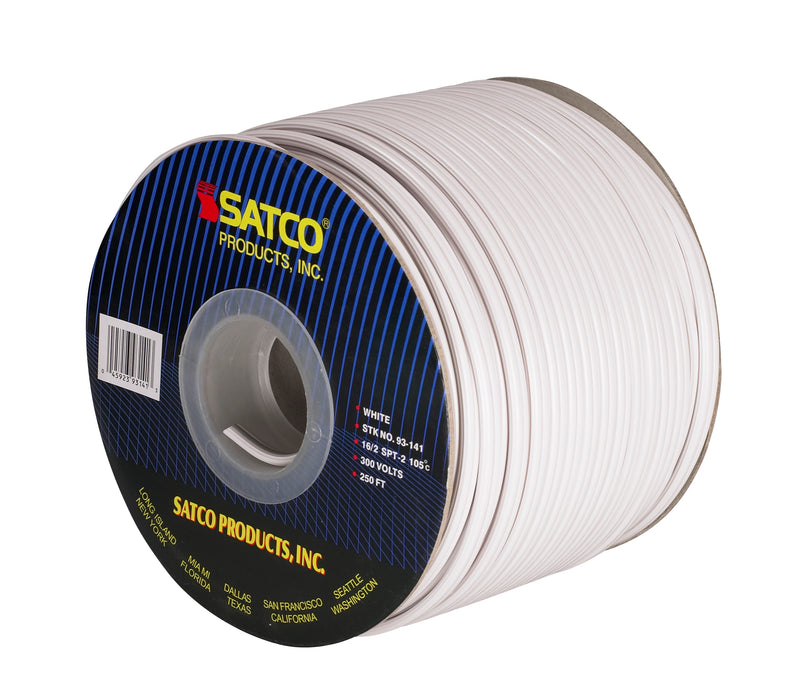 SATCO/NUVO Lamp And Lighting Bulk Wire 16/2 SPT-2 105C 250 Foot/Spool White (93-141)