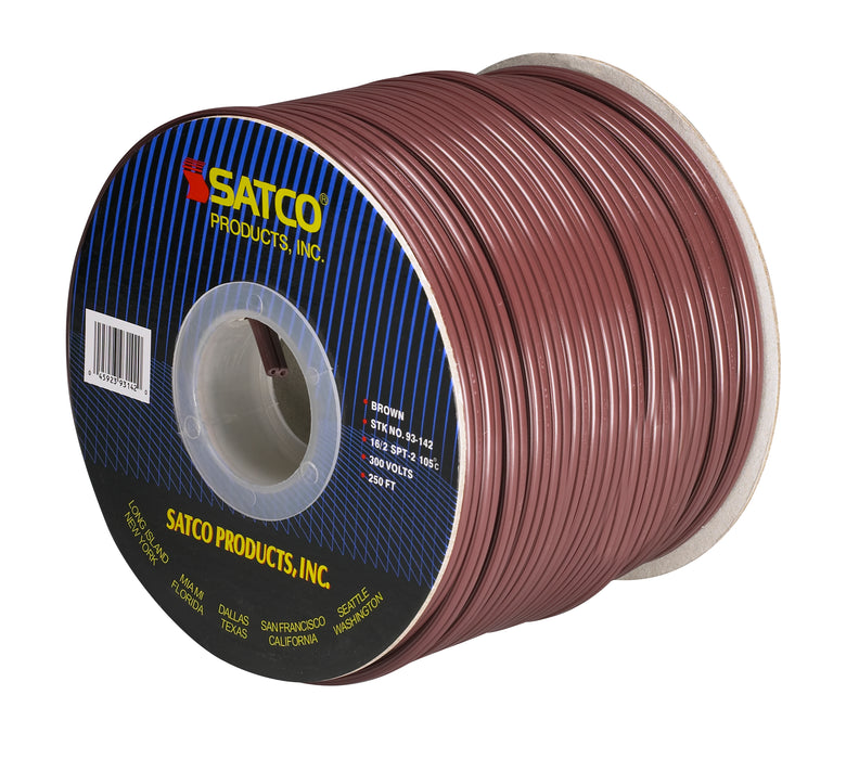 SATCO/NUVO Lamp And Lighting Bulk Wire 16/2 SPT-2 105C 250 Foot/Spool Brown (93-142)