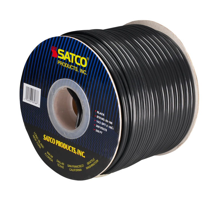 SATCO/NUVO Lamp And Lighting Bulk Wire 16/2 SPT-2 105C 250 Foot/Spool Black (93-166)