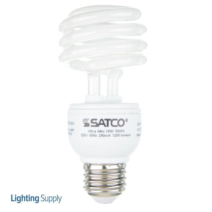 SATCO/NUVO 18T2/50 18W Miniature Spiral Compact Fluorescent 5000K 82 CRI Medium Base 120V (S7226)