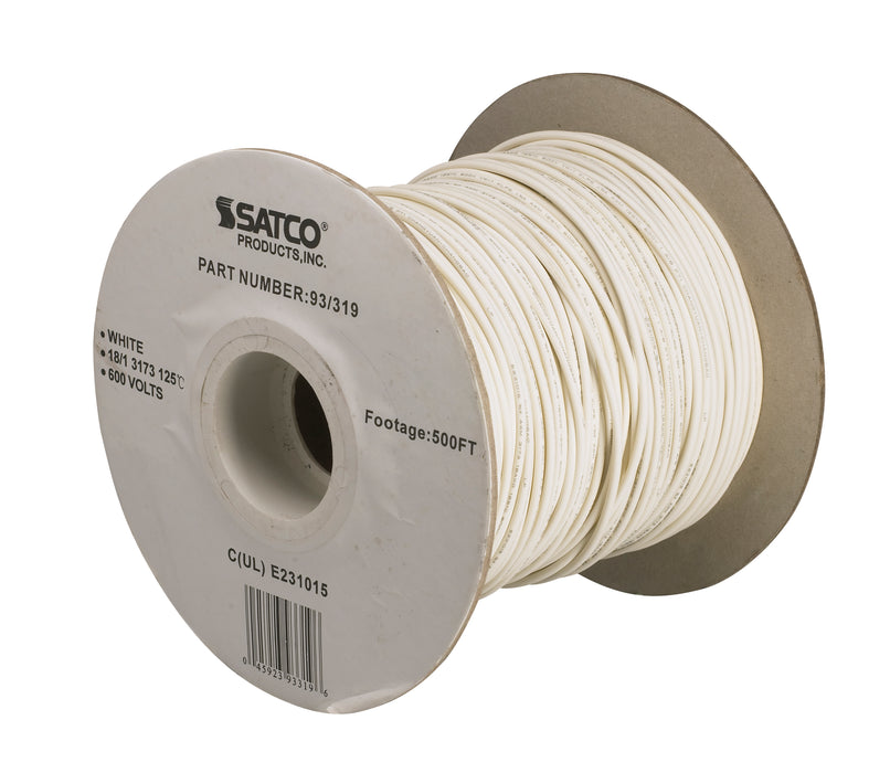 SATCO/NUVO Lighting Bulk Wire 18/1 Stranded AWM UL 3173 125C 500 Foot/Spool White (93-319)