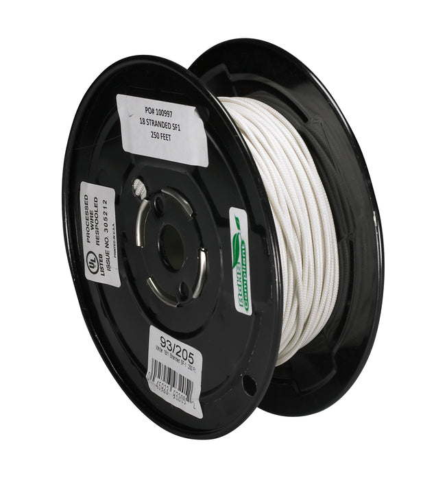 SATCO/NUVO Lighting Bulk Wire 18/1 Stranded Braid 200C SF-1 250 Foot/Spool White (93-205)