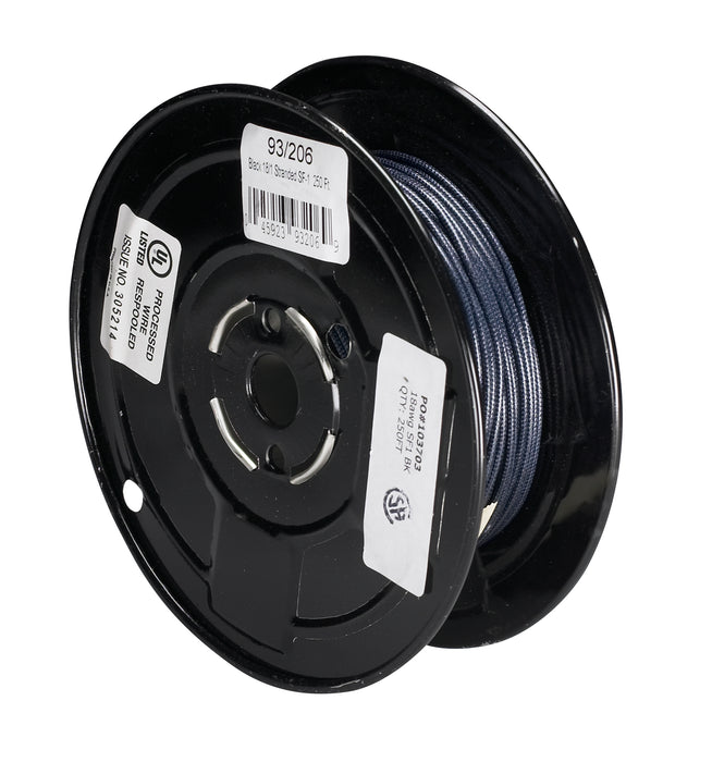 SATCO/NUVO Lighting Bulk Wire 18/1 Stranded Braid 200C SF-1 250 Foot/Spool Black (93-206)