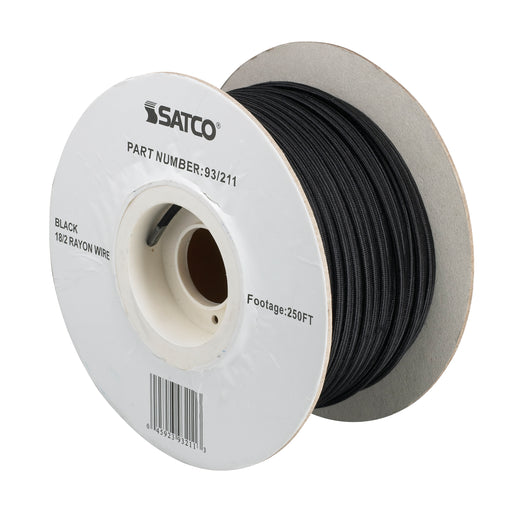 SATCO/NUVO Pulley Bulk Wire 18/2 Rayon Braid 90C 250 Foot/Spool Black (93-211)