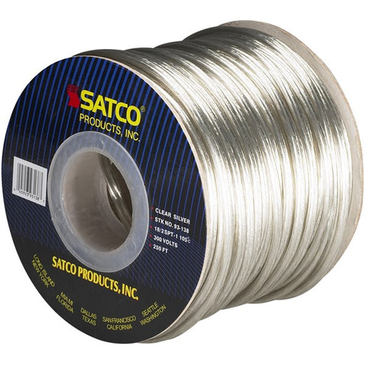 SATCO/NUVO Lamp And Lighting Bulk Wire 18/2 SPT-1 105C 250 Foot/Spool Clear Silver (93-138)