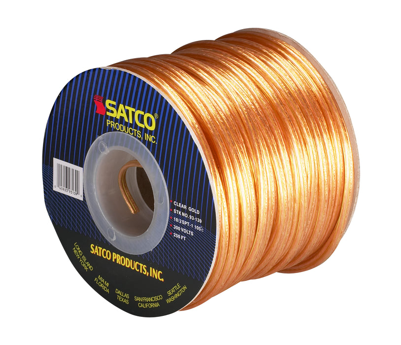 SATCO/NUVO Lamp And Lighting Bulk Wire 18/2 SPT-1 105C 250 Foot/Spool Clear Gold (93-139)