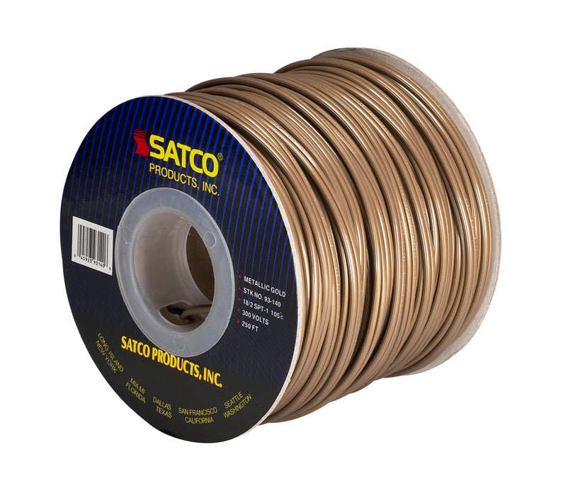 SATCO/NUVO Lamp And Lighting Bulk Wire 18/2 SPT-1 105C 250 Foot/Spool Metallic Gold (93-140)