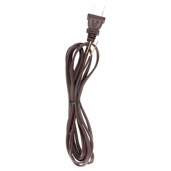 SATCO/NUVO 7 Foot 18/2 SPT-1 105C Cord Set Brown 36 Inch Hank 200 Carton Molded Polarized Plug Tinned Tips 3/4 Inch Strip With 2 Inch Slit (90-2598)