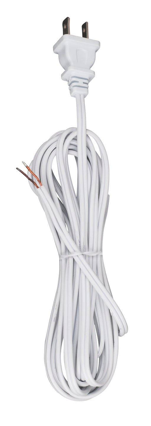 SATCO/NUVO 12 Foot 18/2 SPT-1 105C Cord Set White Finish 72 Inch Hank 150 Carton Molded Polarized Plug Tinned Tips 3/4 Inch Strip With 2 Inch Slit (90-2033)