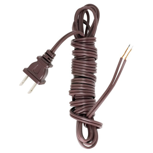 SATCO/NUVO 12 Foot 18/2 SPT-1 105C Cord Set Brown Finish 72 Inch Hank 150 Carton Molded Polarized Plug Tinned Tips 3/4 Inch Strip With 2 Inch Slit (90-2035)