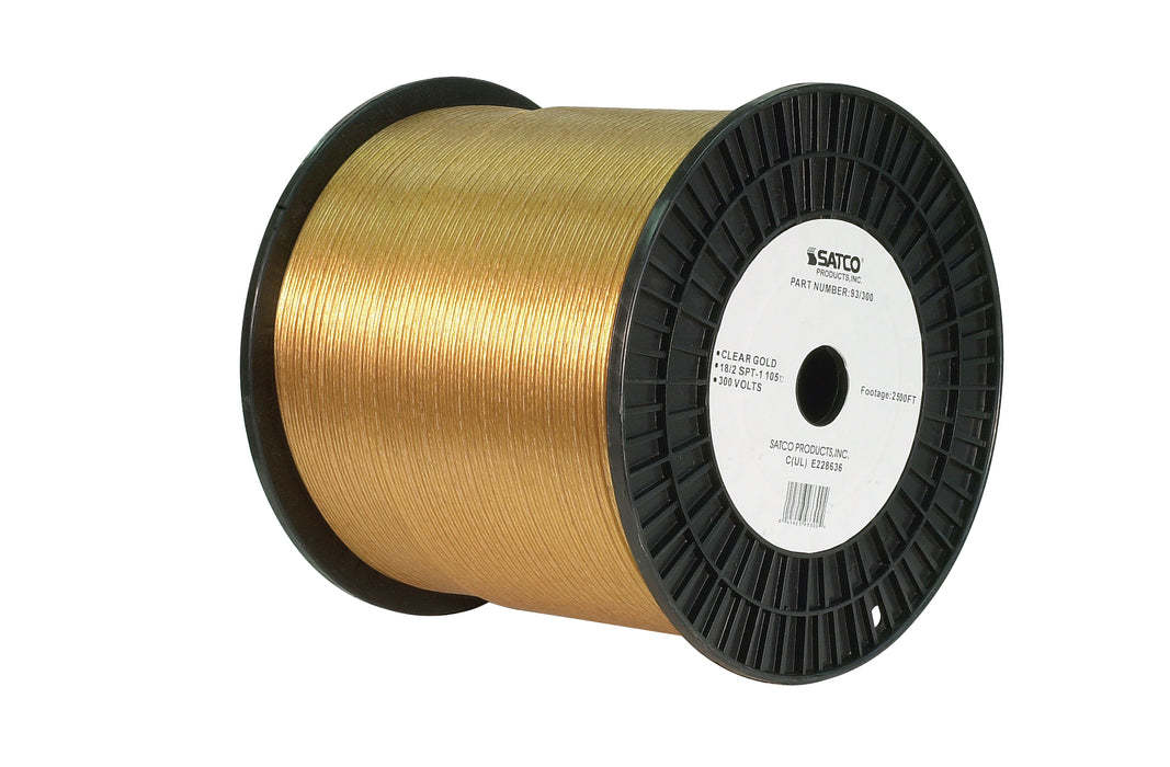 SATCO/NUVO Lamp And Lighting Bulk Wire 18/2 SPT-1 105C 2500 Foot/Reel Clear Gold (93-300)