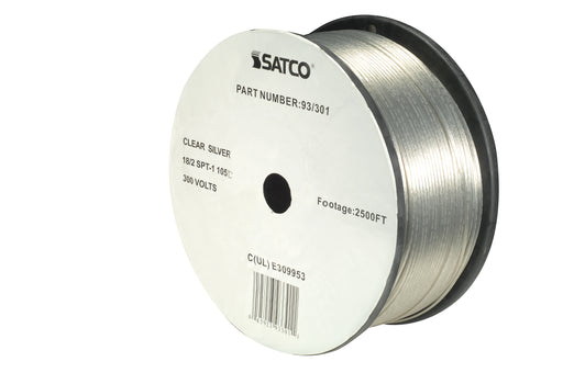 SATCO/NUVO Lamp And Lighting Bulk Wire 18/2 SPT-1 105C 2500 Foot/Reel Clear Silver (93-301)