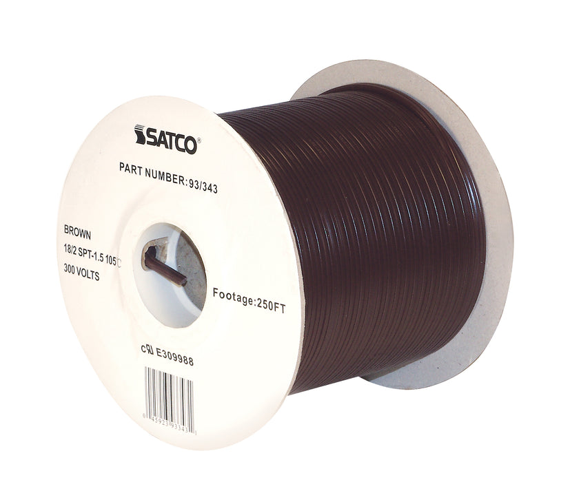 SATCO/NUVO Lamp And Lighting Bulk Wire 18/2 SPT-1.5 105C 250 Foot/Spool Brown (93-343)