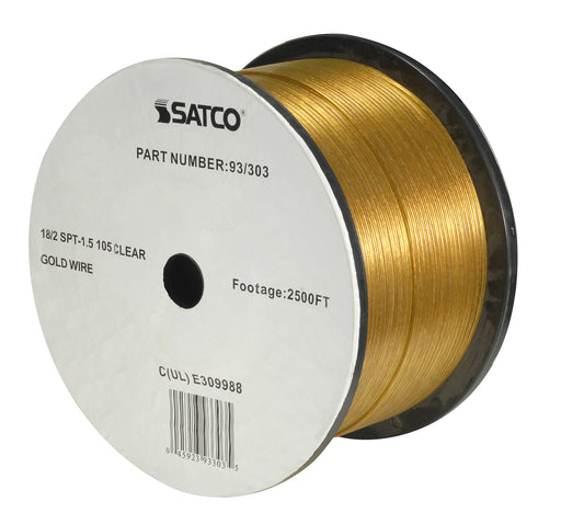 SATCO/NUVO Lamp And Lighting Bulk Wire 18/2 SPT-1.5 105C 2500 Foot/Reel Clear Gold (93-303)