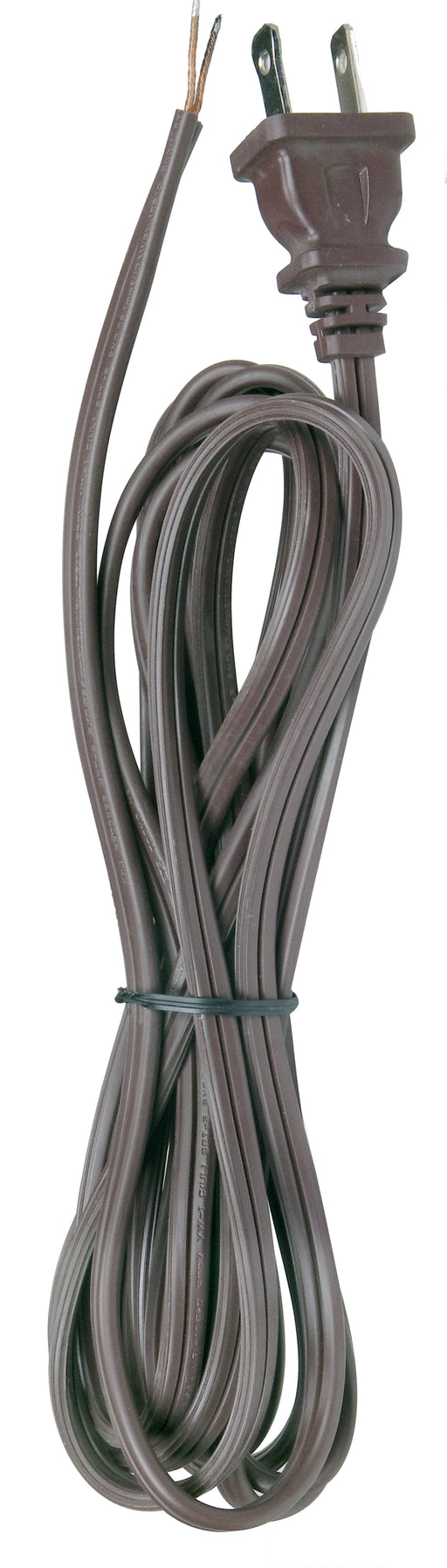 SATCO/NUVO 12 Foot 18/2 SPT-2 105C Cord Set Brown Finish 72 Inch Hank 150 Carton Molded Polarized Plug Tinned Tips 3/4 Inch Strip With 2 Inch Slit (90-1414)