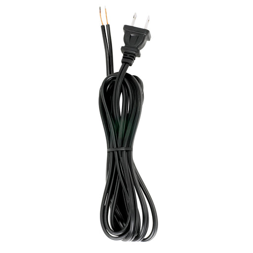 SATCO/NUVO 8 Foot 18/2 SPT-2 105C Cord Set Black 36 Inch Hank 200 Carton Molded Polarized Plug Tinned Tips 3/4 Inch Strip With 2 Inch Slit (90-102)