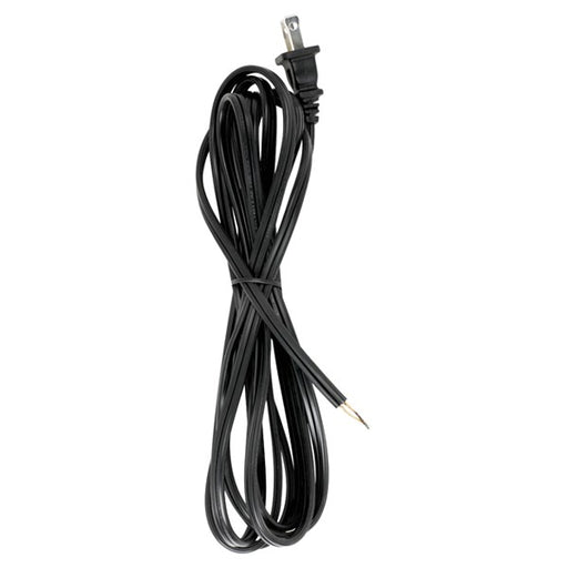 SATCO/NUVO 10 Foot 18/2 SPT-2 105C Cord Set Black Finish 36 Inch Hank 150 Carton Molded Polarized Plug Tinned Tips 3/4 Inch Strip With 2 Inch Slit (90-2185)