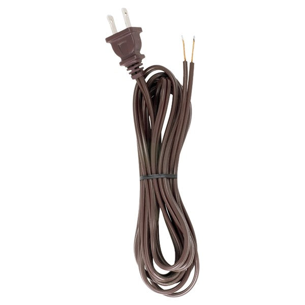 SATCO/NUVO 9 Foot 18/2 SPT-2 105C Cord Set Brown 36 Inch Hank 150 Carton Molded Polarized Plug Tinned Tips 3/4 Inch Strip With 2 Inch Slit (90-2039)