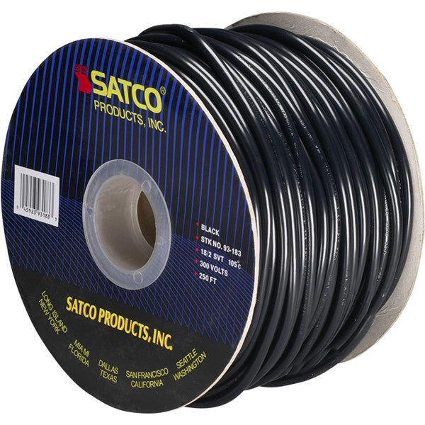SATCO/NUVO Pulley Bulk Wire 18/2 SVT 105C Pulley Cord 250 Foot/Spool Black (93-183)