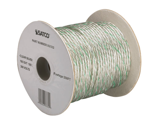 SATCO/NUVO Pulley Bulk Wire 18/3 SVT 105C Pulley Cord 250 Foot/Spool Clear Silver (93-332)