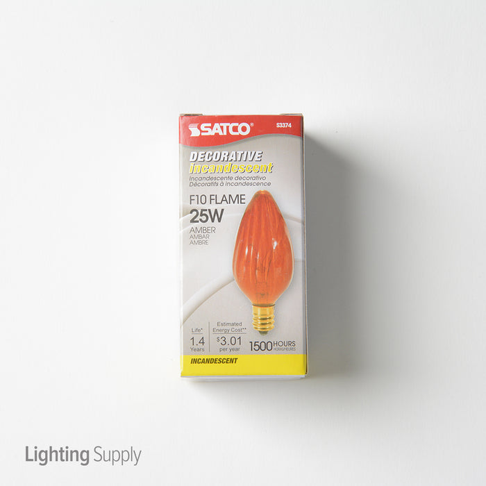 SATCO/NUVO 25F10/A 25W F10 Incandescent Amber 1500 Hours Candelabra Base 120V (S3374)