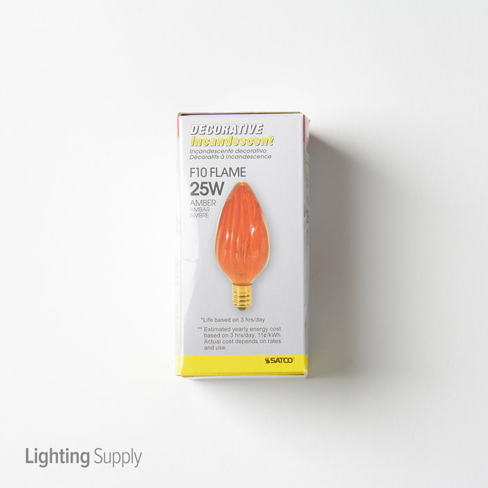 SATCO/NUVO 25F10/A 25W F10 Incandescent Amber 1500 Hours Candelabra Base 120V (S3374)