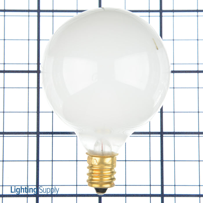 SATCO/NUVO 25G16 1/2/W 25W G16 1/2 Incandescent Gloss White 1500 Hours 175Lm Candelabra Base 120V 2700K (S3260)