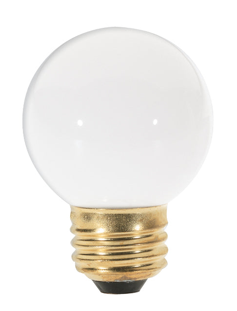 SATCO/NUVO 25G16 1/2/W 25W G16 1/2 Incandescent Gloss White 1500 Hours 180Lm Medium Base 120V 2700K (S4541)