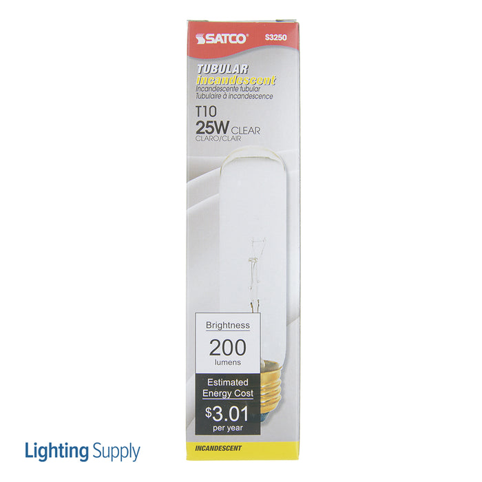 SATCO/NUVO 25T10 25W T10 Incandescent Clear 2000 Hours 200Lm Medium Base 120V 2700K (S3250)