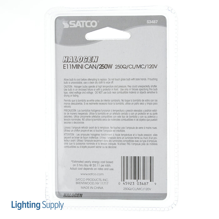 SATCO/NUVO 250Q/CL/MC 250W Halogen T4 1/2 Clear 2000 Hours 4200Lm Miniature Candelabra Base 120V 2900K (S3487)