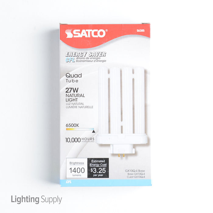 SATCO/NUVO FML27 6500K GX10Q-4 27W Quad Tube T4 Compact Fluorescent GX10Q-4 Base 6500K (S6385)