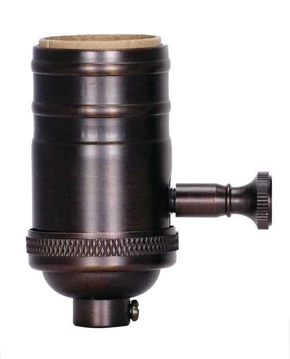 SATCO/NUVO 3-Way 2 Circuit Turn Knob Socket With Removable Knob 1/8 IPS Aluminum Dark Antique Brass Finish 250W 250V (80-1968)