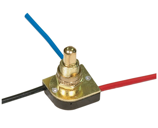 SATCO/NUVO 3-Way Metal Push Switch 3/8 Metal Bushing 2 Circuit 4 Position L-1 L-2 L1-2 Off 6A-125V 3A-250V Rating Brass Finish (90-1678)