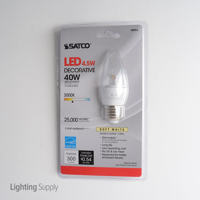 SATCO/NUVO 4.5ETC/LED/3000K/E26/120V 4.5W B11 LED 3000K Medium Base 120V (S8953)